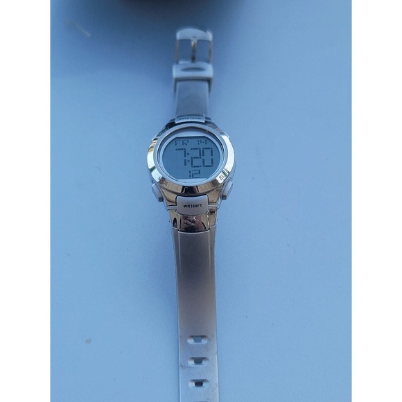 Armitron Pro Sport 45/7012 Digital Watch Silver Tone Silver Silicone Day Date - Picture 9 of 11